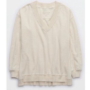 Aerie vacay everyday v neck sweatshirt size medium color heather frost